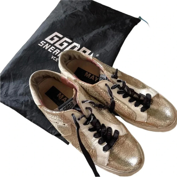 Golden Goose Metallic Super Star Celebrity Sneakers In Original Zipper Bag 40 - Picture 3 of 12